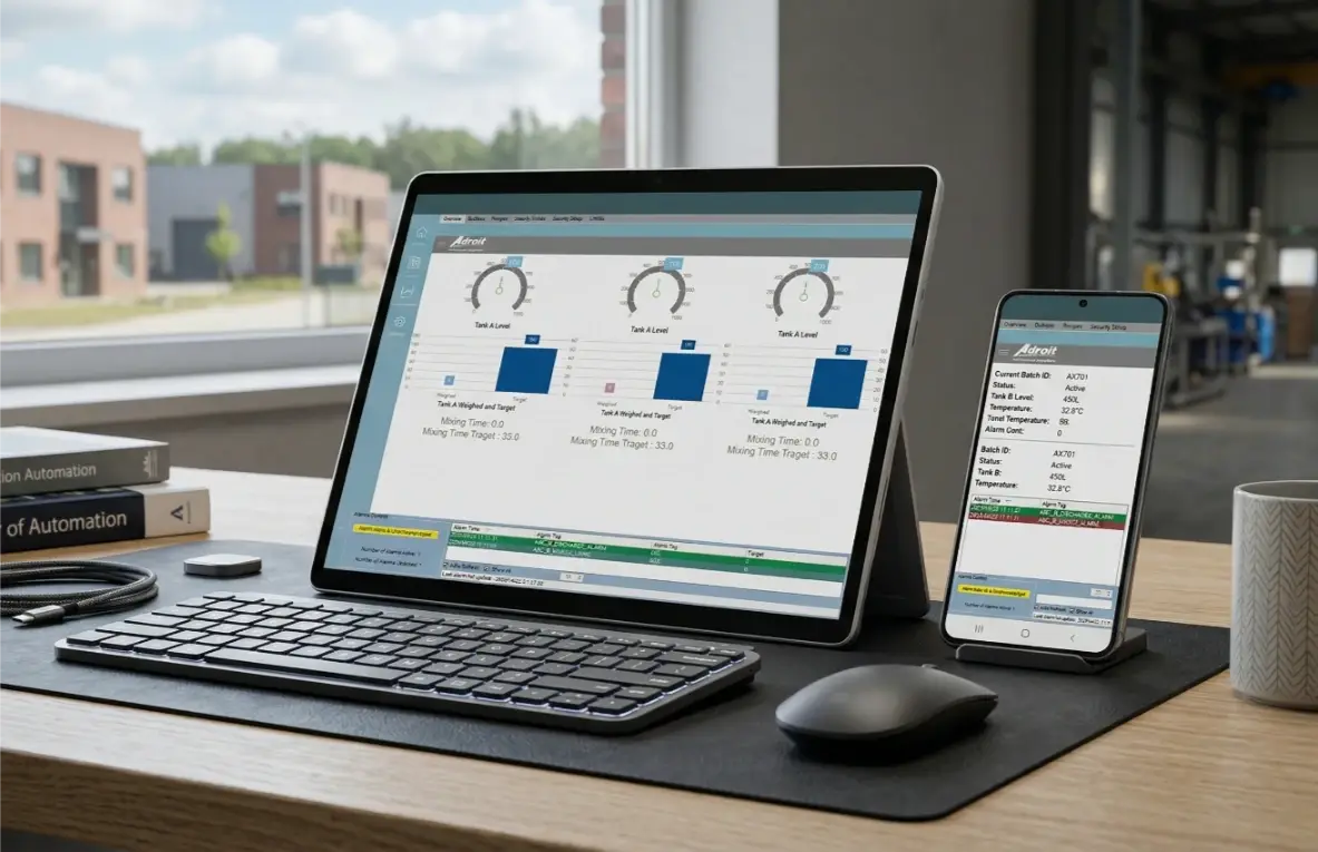 Desktop and tablet showing Adroit Lite navigation template interface
