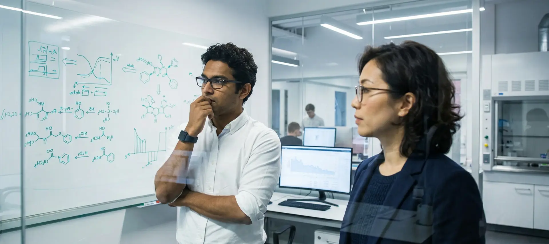 Engineers working together with industrial monitoring systems