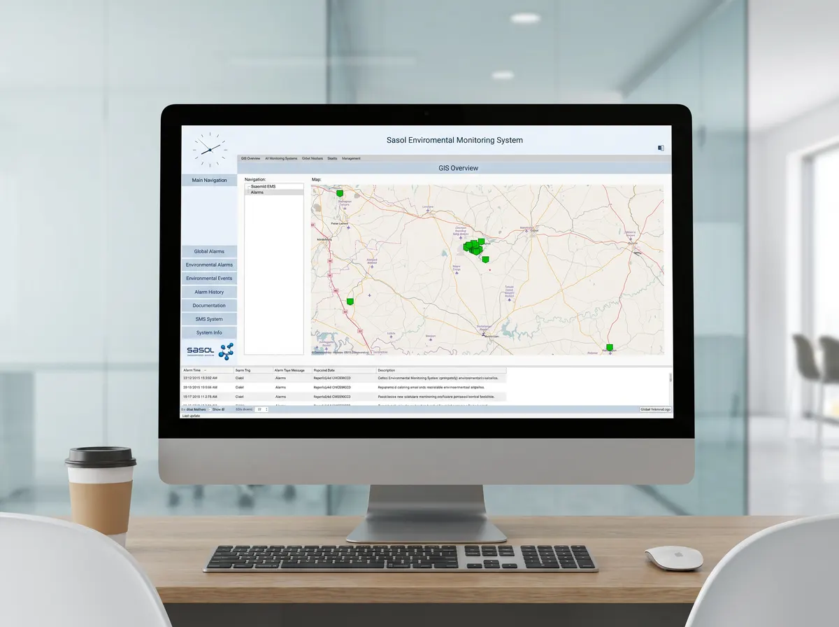 Sasol environmental monitoring - site-level detail screen