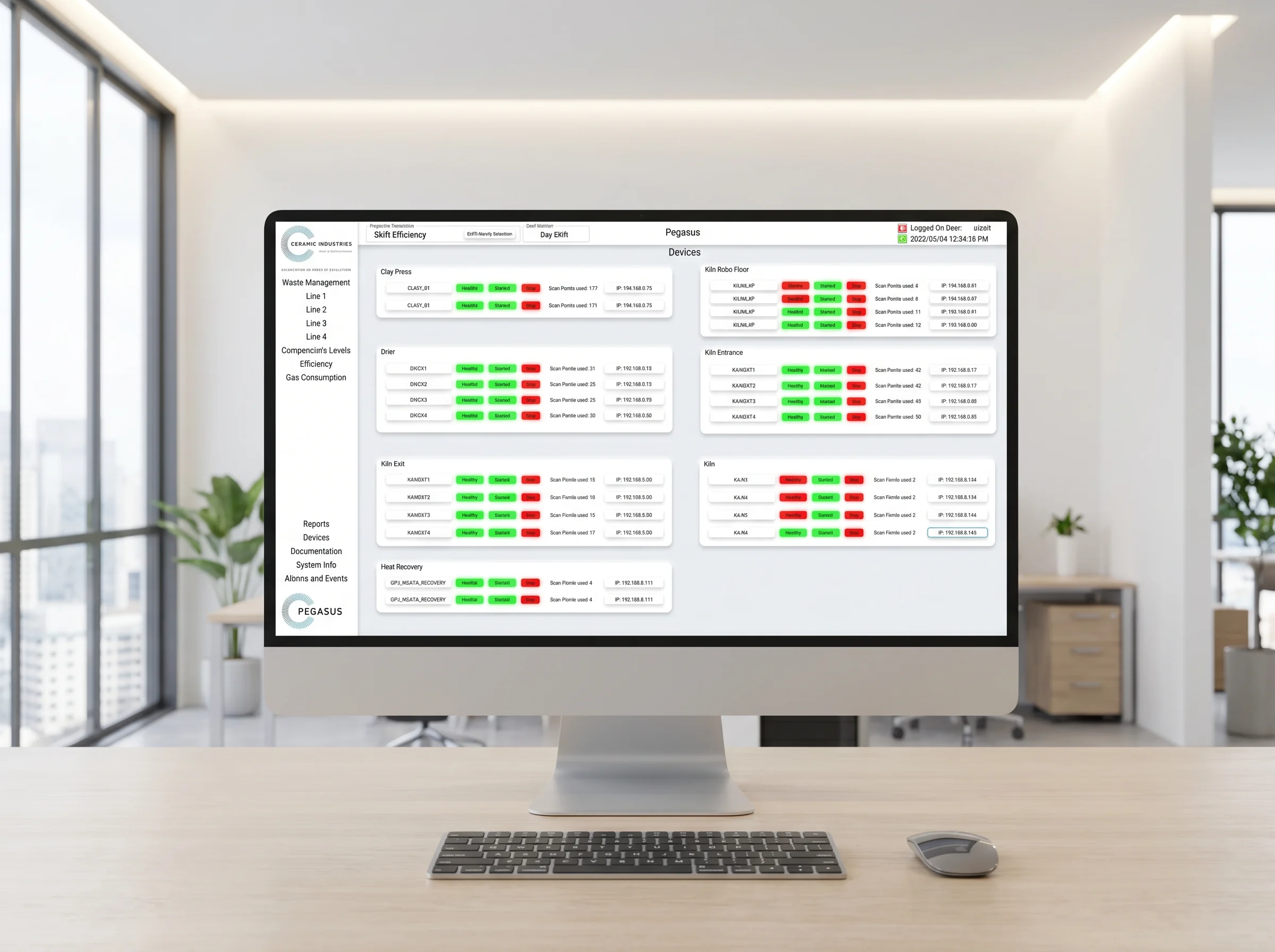 Ceramic Industries - SCADA overview screen