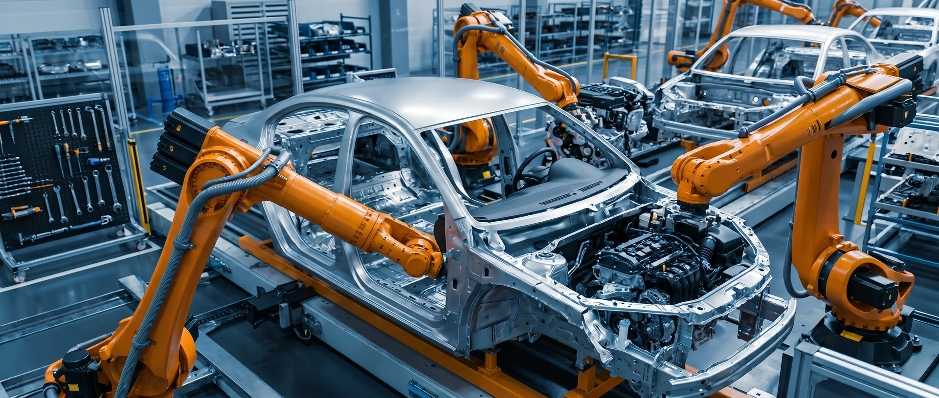 Automotive production line monitored by SCADA