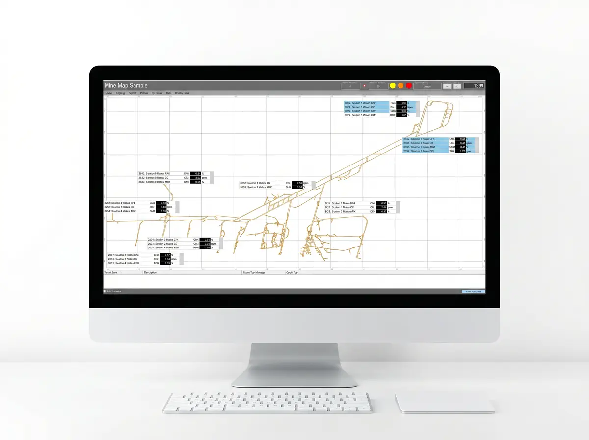 Environmental management system mine map interface
