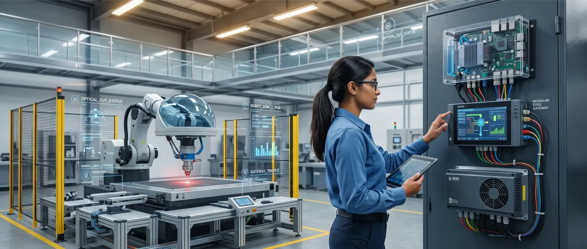 Industrial engineer monitoring SCADA dashboards remotely on a mobile device
